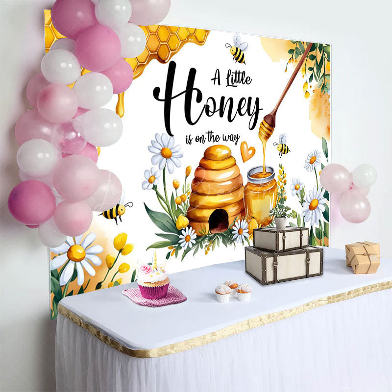 Lofaris Honey Bee Is On The Way Sweet Baby Shower Backdrop