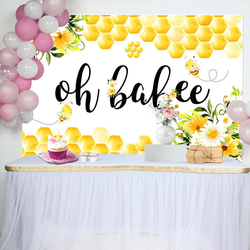 Lofaris Honeycomb Oh Babee Floral Baby Shower Backdrop