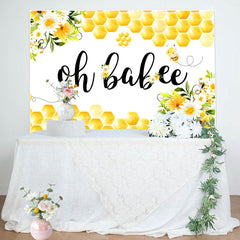 Lofaris Honeycomb Oh Babee Floral Baby Shower Backdrop