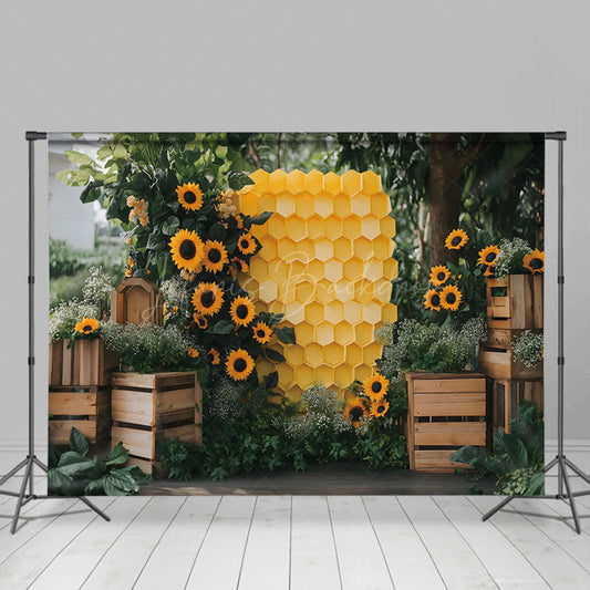 Lofaris Honeycomb Sunflower Plant Leaves Spring Backdrop