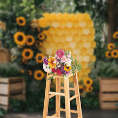Lofaris Honeycomb Sunflower Plant Leaves Spring Backdrop