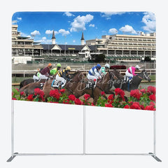 Lofaris Horse Racing Tension Fabric Backdrop Jockey Red Roses Decor Spring Derby Theme Background for Birthday Party