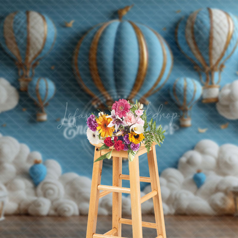 Lofaris Hot Air Balloon Cloud Cake Smash Backdrop For Boy
