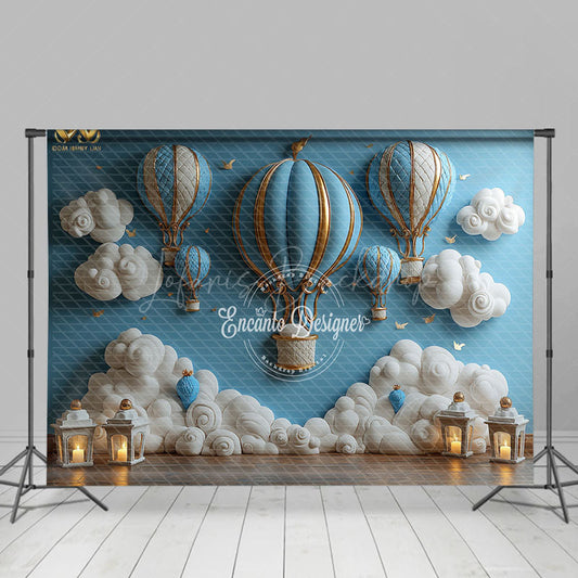 Lofaris Hot Air Balloon Cloud Cake Smash Backdrop For Boy