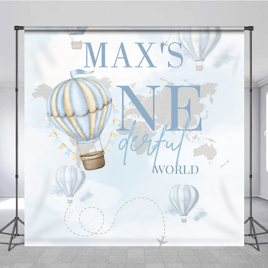 Lofaris Hot Air Balloon Custom Onederful Birthday Backdrop