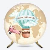 Lofaris Hot Air Balloon Earth Adventure Awaits Round Backdrop