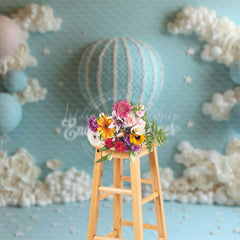 Lofaris Hot Air Balloon Stars Birthday Photography Backdrop