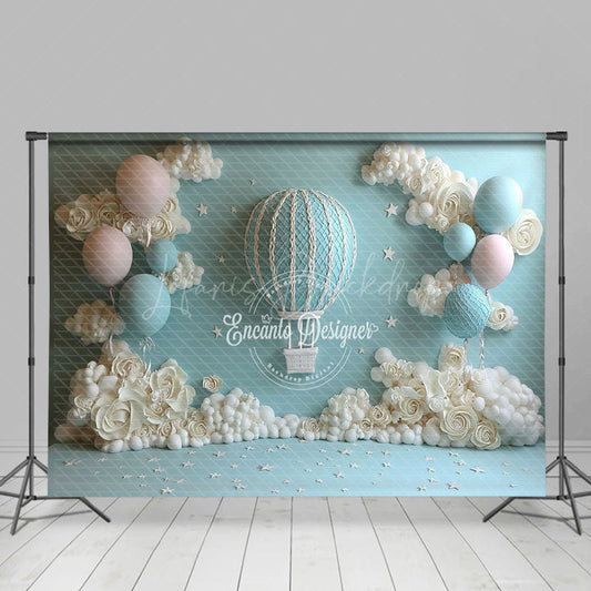 Lofaris Hot Air Balloon Stars Birthday Photography Backdrop