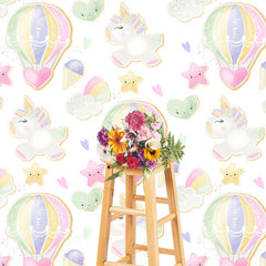 Lofaris Hot Air Balloon Sweet Unicorn Cake Smash Backdrop