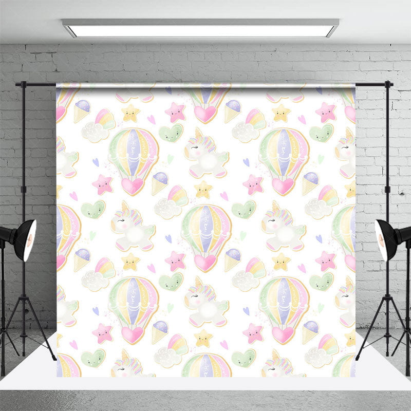 Lofaris Hot Air Balloon Sweet Unicorn Cake Smash Backdrop