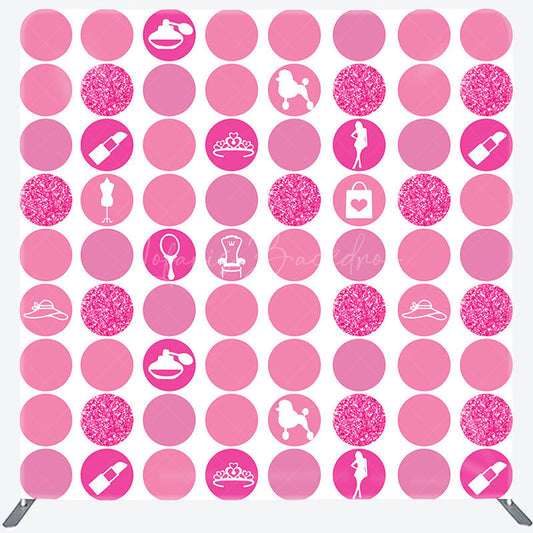 Lofaris Hot Glitter Pink Round Sticker Square Tension Backdrop