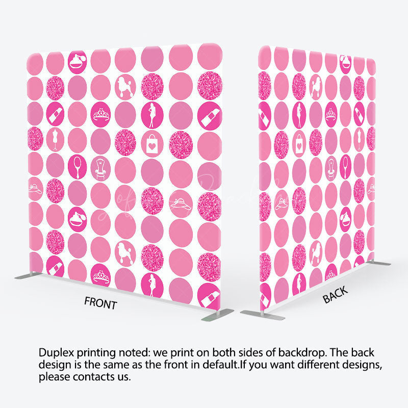 Lofaris Hot Glitter Pink Round Sticker Square Tension Backdrop