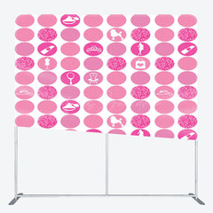 Lofaris Hot Glitter Pink Round Sticker Square Tension Backdrop