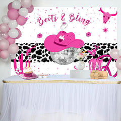 Lofaris Hot Pink Boots And Bling Cowgirl Birthday Backdrop