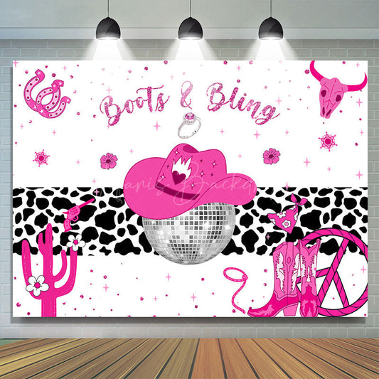 Lofaris Hot Pink Boots And Bling Cowgirl Birthday Backdrop