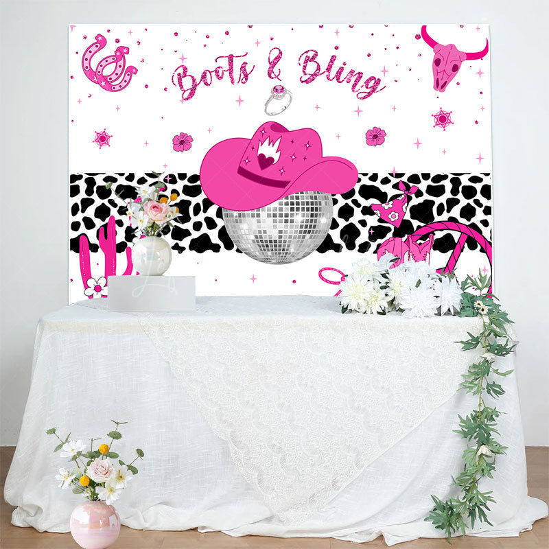 Lofaris Hot Pink Boots And Bling Cowgirl Birthday Backdrop