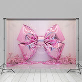 Lofaris Hot Pink Bow Floral Romantic Wedding Photo Backdrop