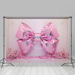 Lofaris Hot Pink Bow Floral Romantic Wedding Photo Backdrop