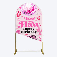 Lofaris Hot Pink Cowgirl Yee Haw Happy Birthday Arch Backdrop