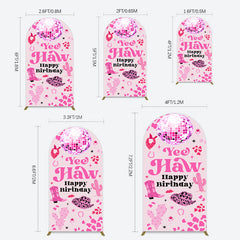 Lofaris Hot Pink Cowgirl Yee Haw Happy Birthday Arch Backdrop