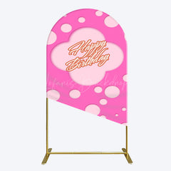 Lofaris Hot Pink Dots Girls Happy Birthday Arch Backdrop