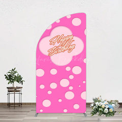 Lofaris Hot Pink Dots Girls Happy Birthday Half Moon Arch Backdrop