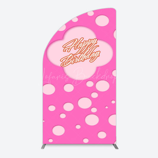 Lofaris Hot Pink Dots Girls Happy Birthday Half Moon Arch Backdrop