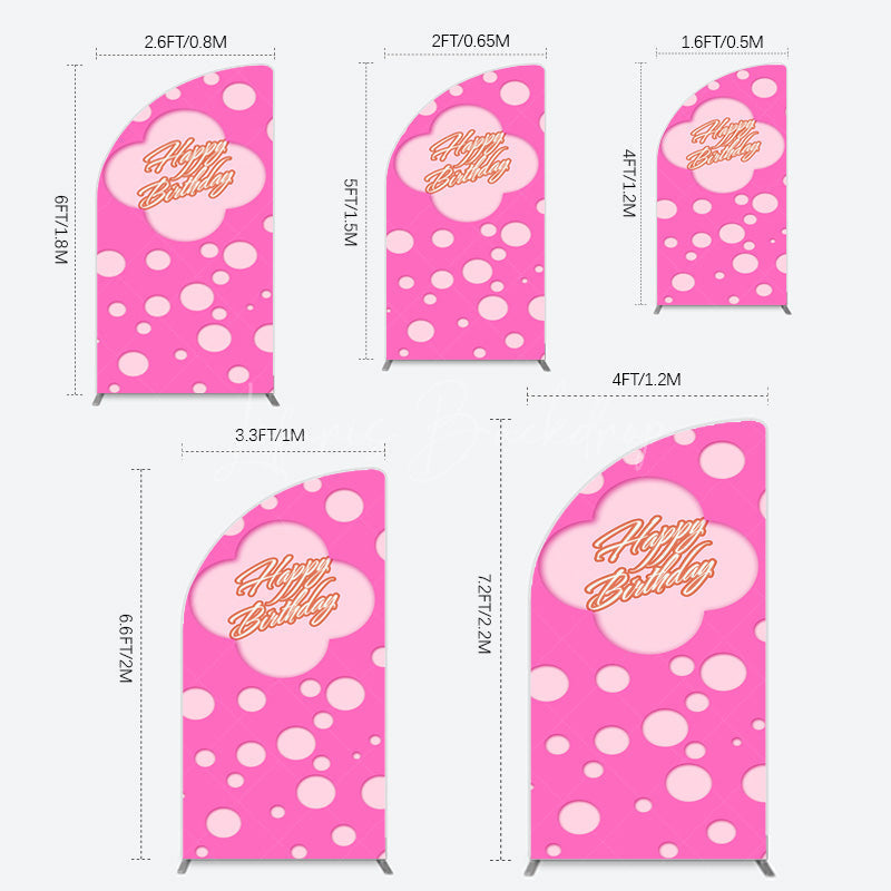 Lofaris Hot Pink Dots Girls Happy Birthday Half Moon Arch Backdrop