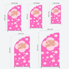Lofaris Hot Pink Dots Girls Happy Birthday Half Moon Arch Backdrop