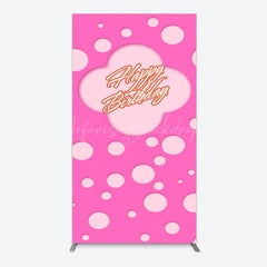 Lofaris Hot Pink Dots Girls Happy Birthday Rectangle Backdrop