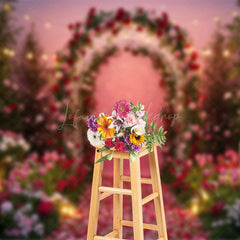 Lofaris Hot Pink Floral Path Arches Sweet Wedding Backdrop