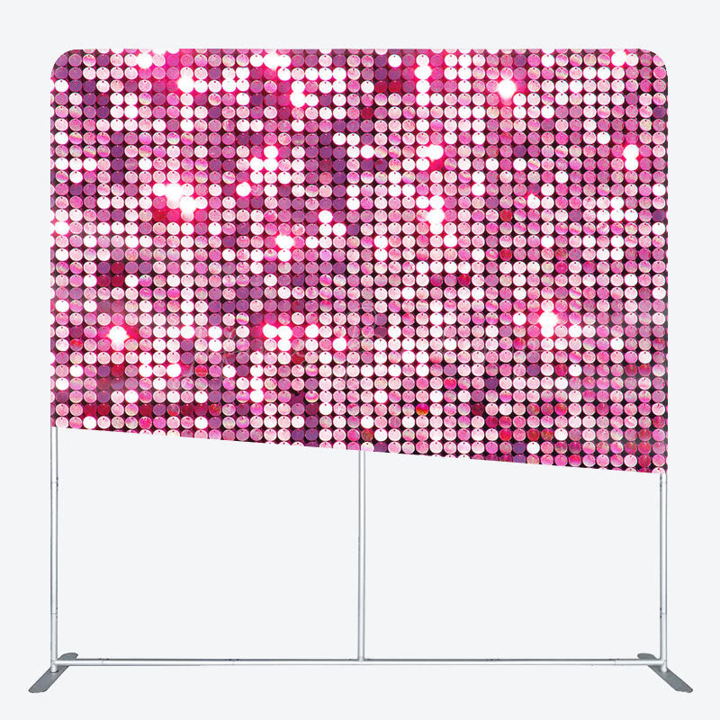 Lofaris Hot Pink Glitter Sequin Party Square Tension Backdrop