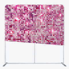 Lofaris Hot Pink Glitter Sequin Party Square Tension Backdrop