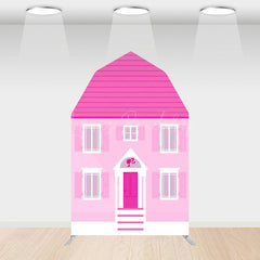 Lofaris Hot Pink Princess House Barn Door Arch Party Backdrop
