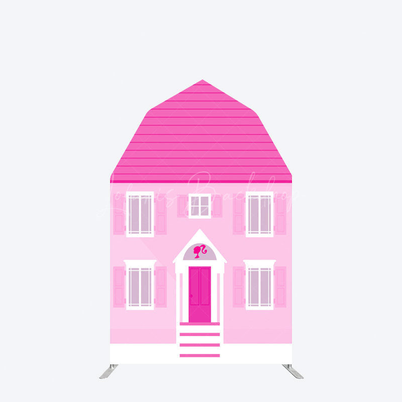 Lofaris Hot Pink Princess House Barn Door Arch Party Backdrop