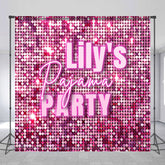 Lofaris Hot Pink Sparkle Sequins Custom Pajama Party Backdrop