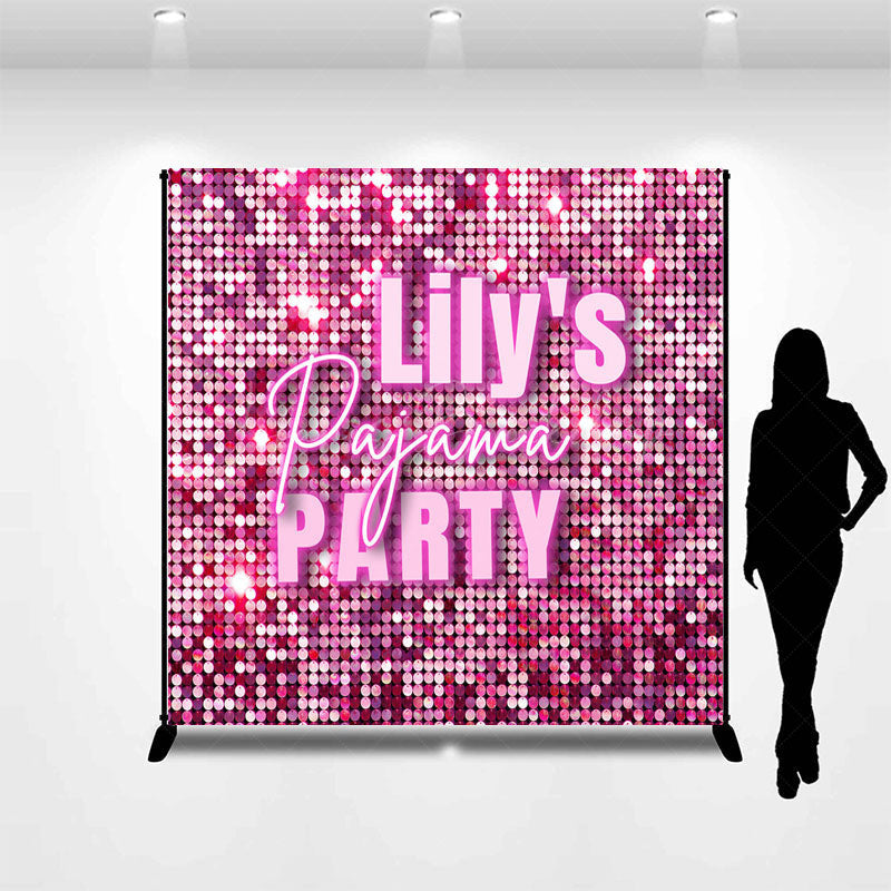 Lofaris Hot Pink Sparkle Sequins Custom Pajama Party Backdrop