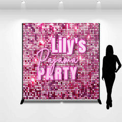 Lofaris Hot Pink Sparkle Sequins Custom Pajama Party Backdrop