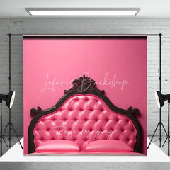 Lofaris Hot Pink Tufted Leather Headboard Backdrop Black Ornate Bed Frame Photography Background