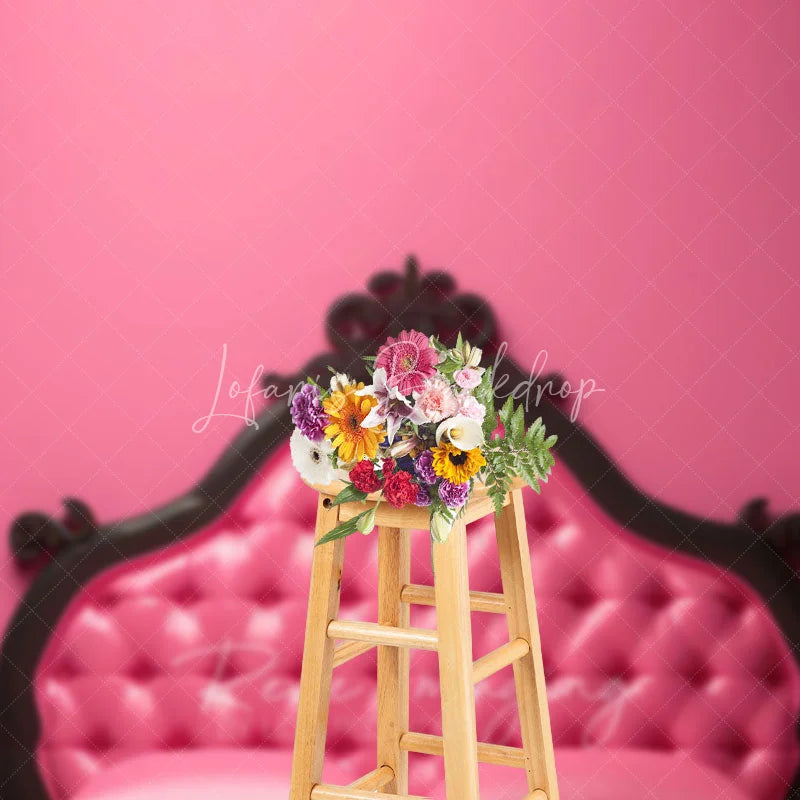 Lofaris Hot Pink Tufted Leather Headboard Backdrop Black Ornate Bed Frame Photography Background