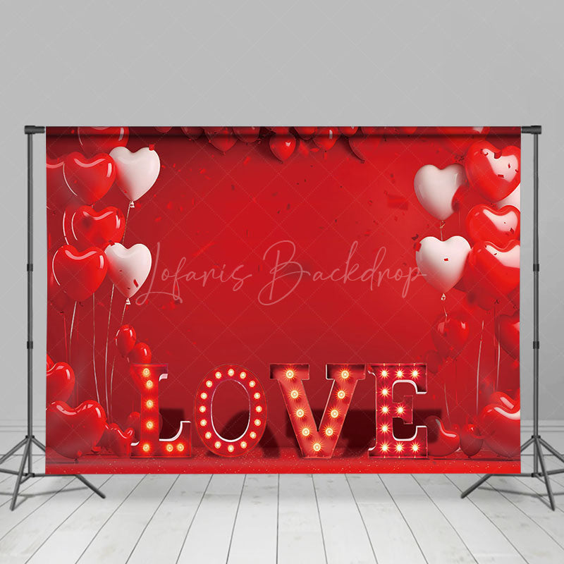 Lofaris Hot Red Love Balloon Valentines Day Room Set Backdrop