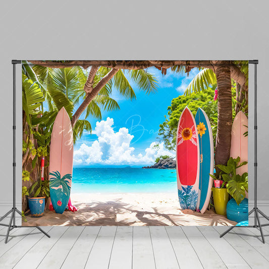 Lofaris Hot Summer Hawaii Beach Surfboard Holiday Backdrop