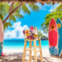 Lofaris Hot Summer Hawaii Beach Surfboard Holiday Backdrop