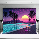 Lofaris Hot Summer Hawaii Outside Pool Party Night Backdrop