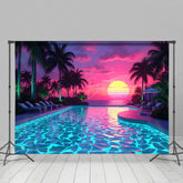 Lofaris Hot Summer Hawaii Sunset Pool Party Night Backdrop