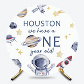 Lofaris Houston We Have A One Year Old Round Birthday Backdrop