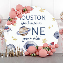 Lofaris Houston We Have A One Year Old Round Birthday Backdrop