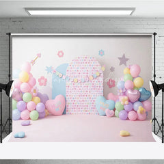 Lofaris Hug Me Candy Hearts and Pastel Balloon Backdrop Sweet Valentine Birthday Party Decor for Girls Cake Smash