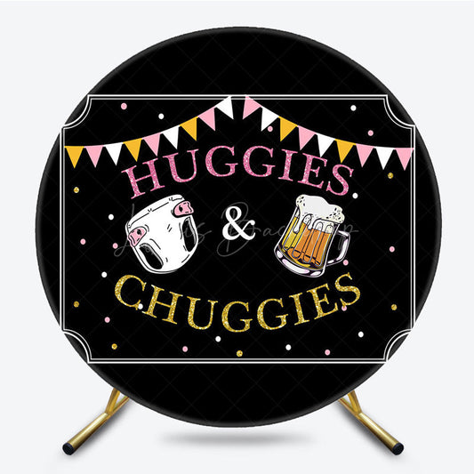 Lofaris Huggie And Chuggies Cute Round Baby Shower Backdrop