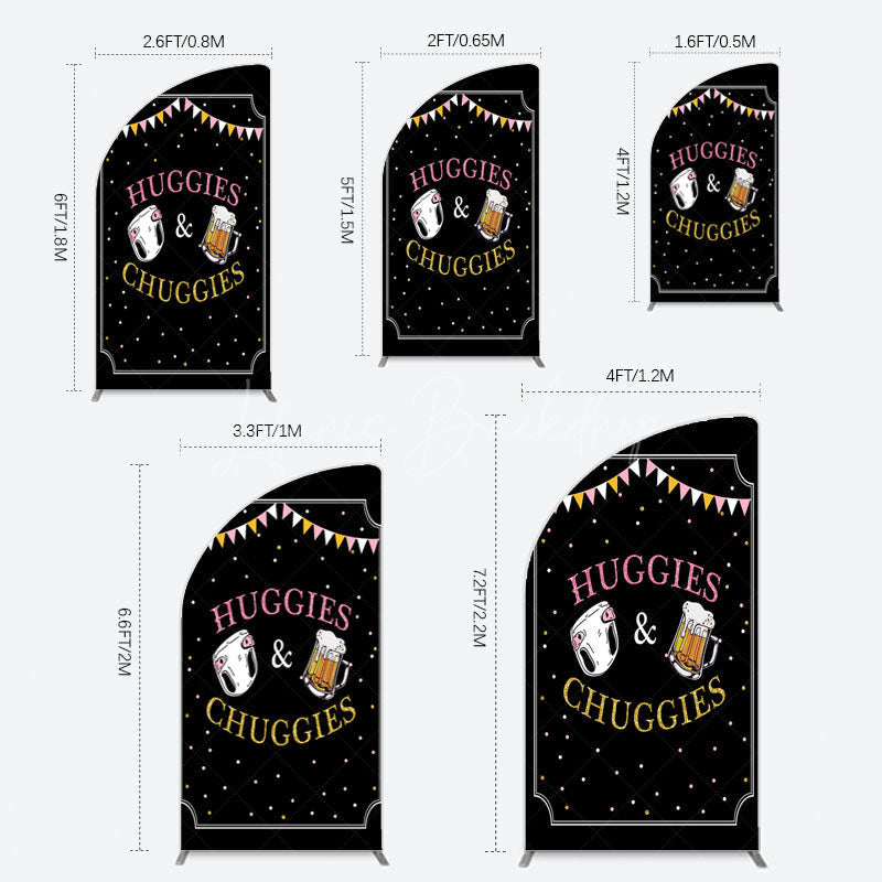 Lofaris Huggies And Chuggies Cute Baby Shower Half Moon Arch Backdrop